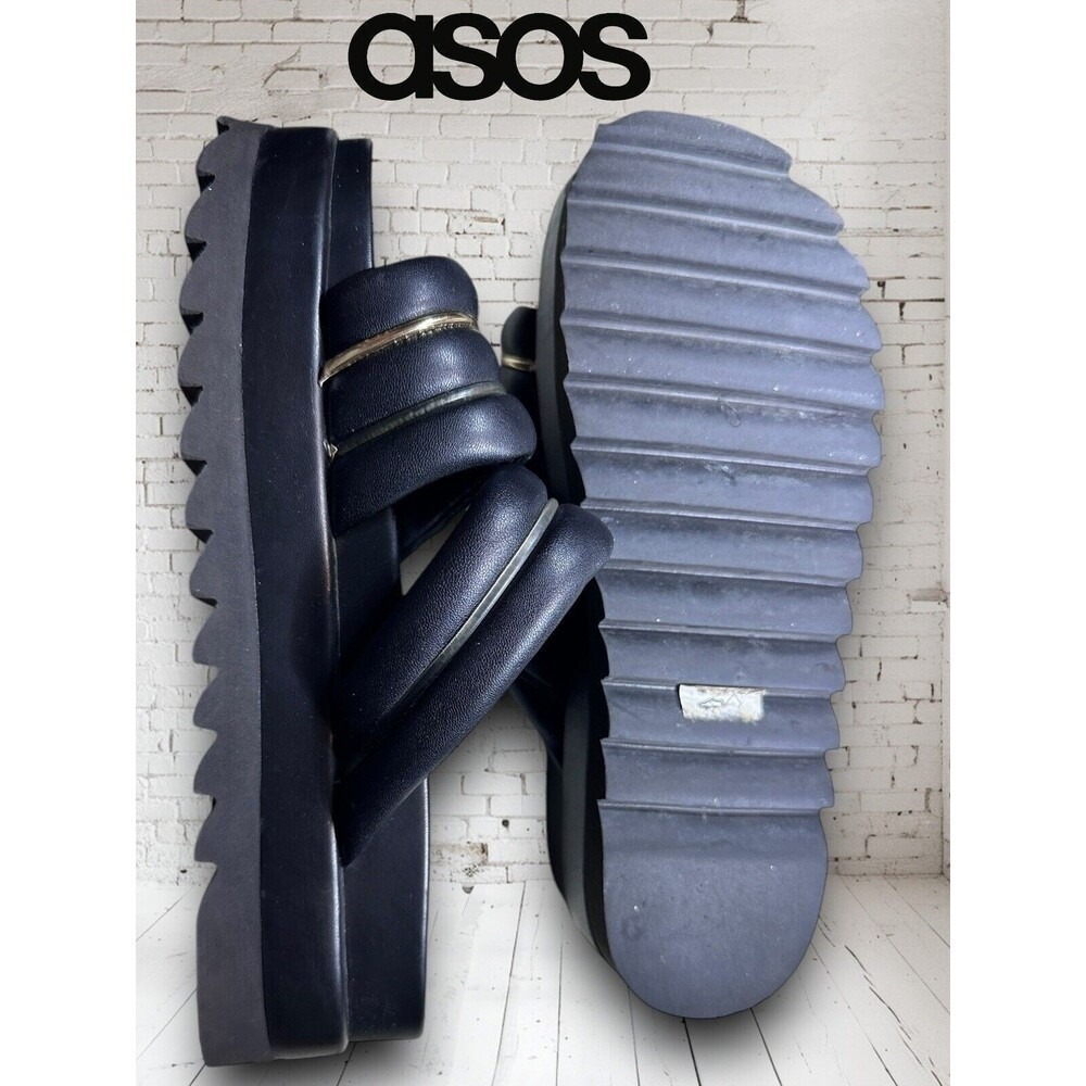 ASOS Sz 9 Thea Padded Platform Mules in Black. Padded Slide Sandals.womens - Picture 12 of 12